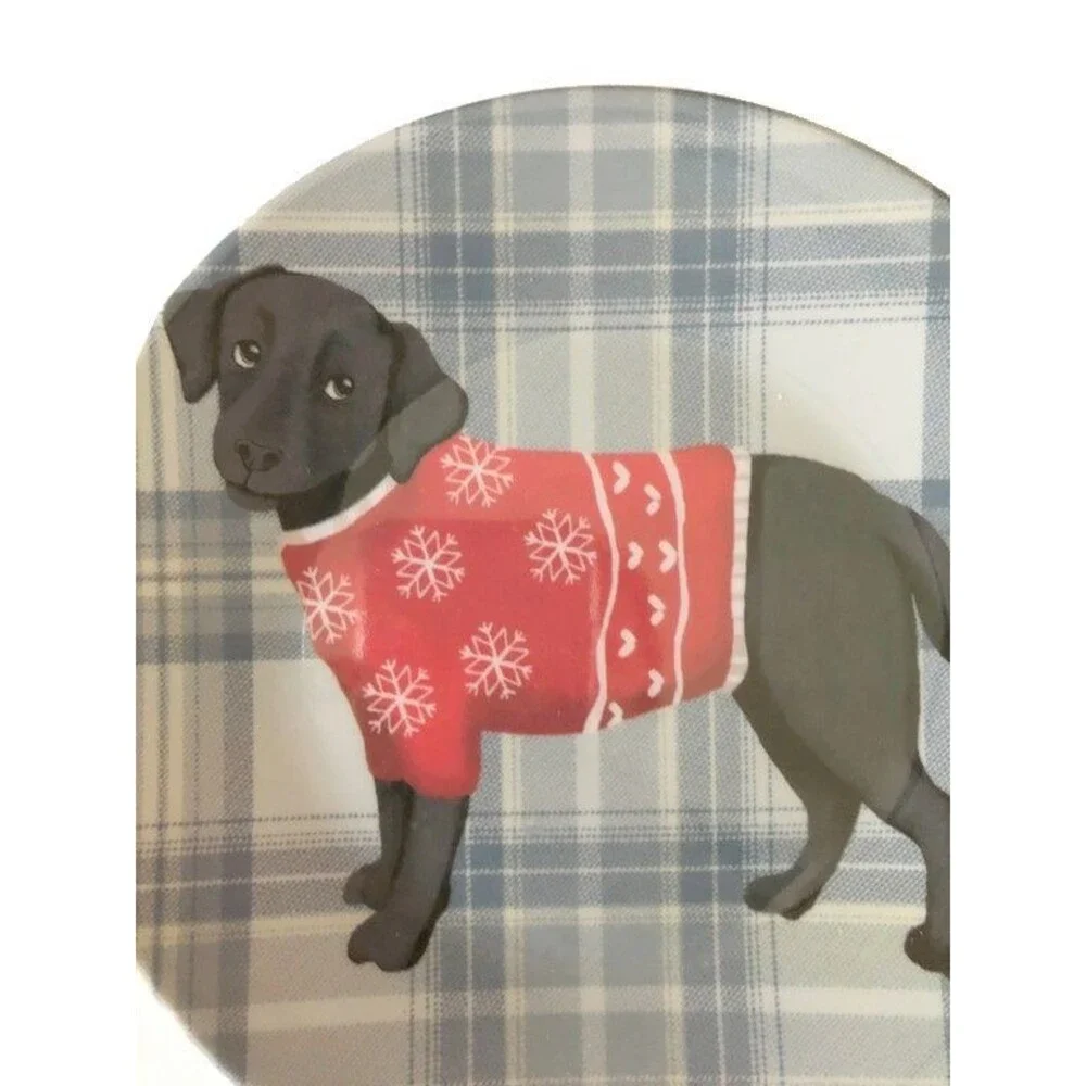 Christmas Black Lab Dog Melamine Plates 6